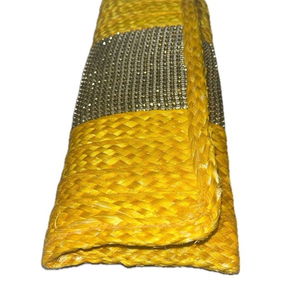 Yellow Woven Clutch from the Bahamas, Mary L’s w/Yellow Rhinestones - Picture 2 of 9